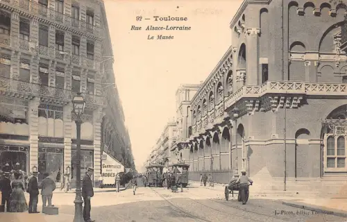 Frankreich Toulouse Rue Elsass Lothringen Le Musee Straßenbahn Garnituren Gewänder Postkarte B849
