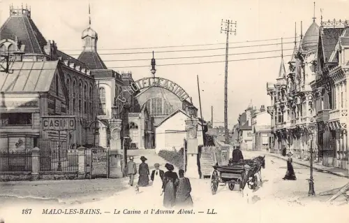 Frankreich Malo les Bains Casino et l'Avenue Über Hotel Kutsche Postkarte B850