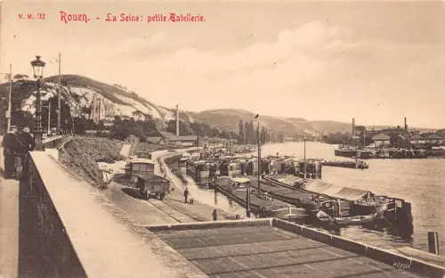 Frankreich Rouen La Seine Petite Batellerie Eisenbahn Güterwagen Boote Postkarte B850
