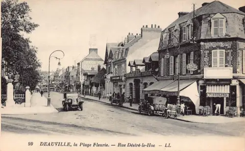 Frankreich Deauville Plage Fleurie Rue Desire le Hoc Xanthia Tabac Auto Postkarte B850