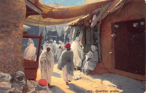 A618 Tunesien 1914 Quartier Arabe Busy Street Arabische Ureinwohner Ethnische Postkarte