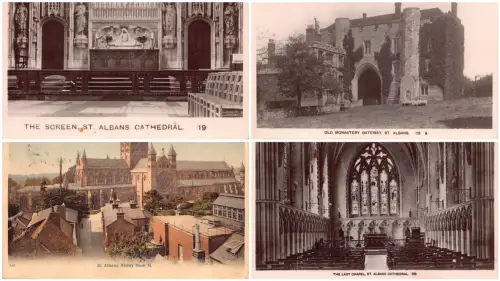 England St Albans Cathedral Lot 4 Vintage Postkarten B858
