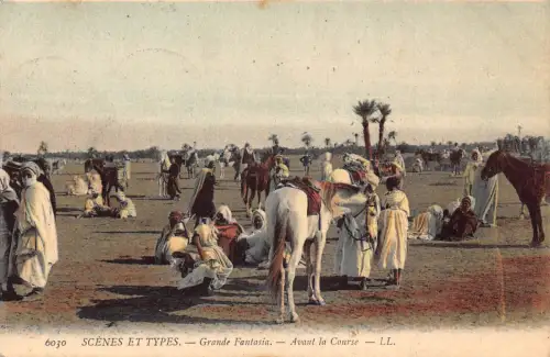 A619 Algerien 1911 Scenes et Types Grande Fantasia Avant la Course Postkarte