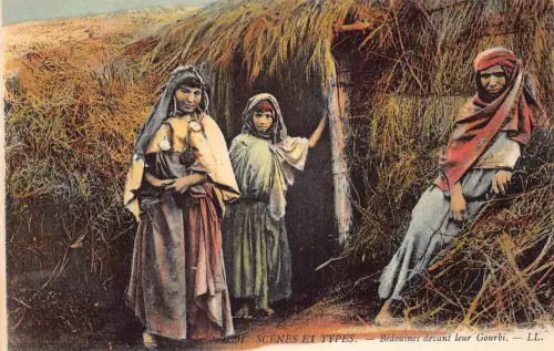 A619 Marokko Szenen und Typen Beduinen devant leur Gourbi Mädchen ethnische Postkarte