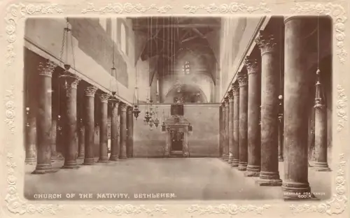 A621 Israel Kirche der Geburt Christi Innenraum Bethlehem geprägte Details Postkarte