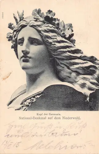 A626 Deutschland Kopf der Germania Nationaldenkmal Niederwald 1915 Feldpostkarte