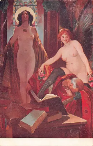 L466 Salon de Paris Lupiac - Versuchung Akt gewagte Kunst Postkarte