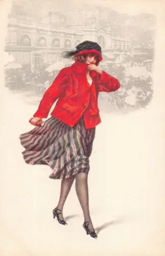 L467 Monte-Carlo Cafe de Paris Glamour Lady Fashion Art Vintage Postkarte