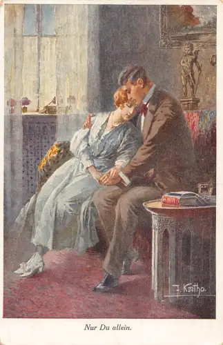 A629 Art Nur du Allein von F Katho Paar tröstet sich gegenseitig Romantik Postkarte