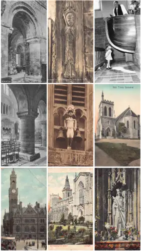 England Kirche und Kathedrale Lot 9 Vintage Postkarten B869