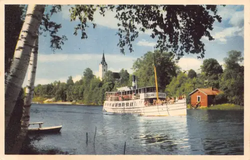 A636 Schweden Parti Fran Sunne Dampfschiffe Vintage Postkarte