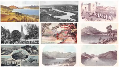 Schottland Loch Katrine Edinburgh Kunst etc Lot 9 Vintage Postkarten B869