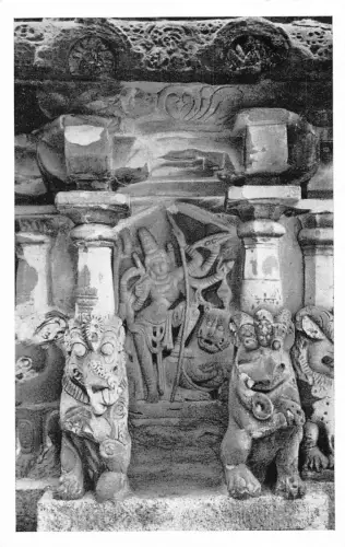 B023 Indien Kanchipuram Kailasanatha Tempel Durga RPPC Vintage Postkarte