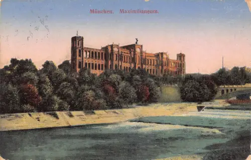 B022 Deutschland 1936 München Maximilianeum Vintage Postkarte