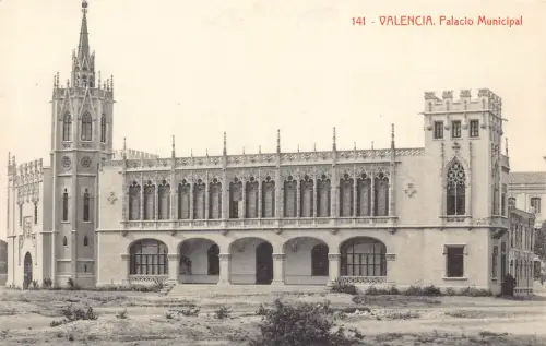 B017 Spanien Valencia Palacio Stadtpalast Vintage Postkarte