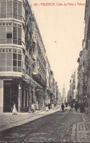 B017 Spanien Valencia Calle de Peris y Valero Straße Vintage Postkarte