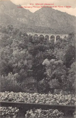 B017 Spanien Soller Eisenbahn Paisaje del ferro-carril de Palma e Soller Postkarte