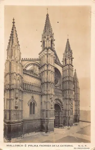 B017 Spanien Mallorca Palma Fachada de la Catedral Kathedrale RPPC Vintage Postkarte