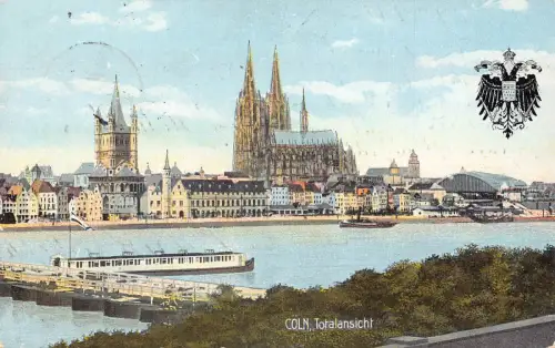 B022 Deutschland 1912 Köln a Rh Köln Gesamtansicht Schiff Vintage Postkarte