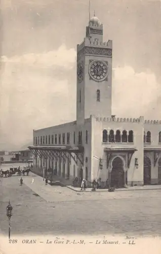 B018 Algerien Oran Le Gare Minarett Bahnhof Vintage Postkarte