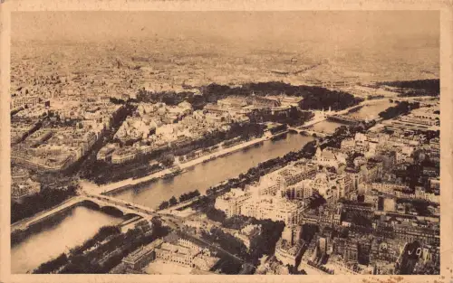 C093 Frankreich Paris Vue Panoramique prise de la Tour Eiffel, la Seine 1937 Postkarte