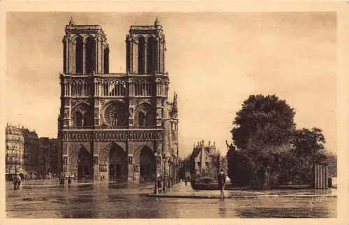 C093 Frankreich Paris Der offene Raum vor Notre Dame Vintage Postkarte