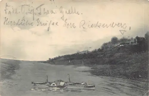 B015 Deutschland 1912 Badener Berg Dampfschiff Vintage Postkarte