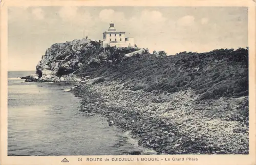 B014 Algerien Route de Djdjelli a Bougie Grand Phare Leuchtturm Vintage Postkarte