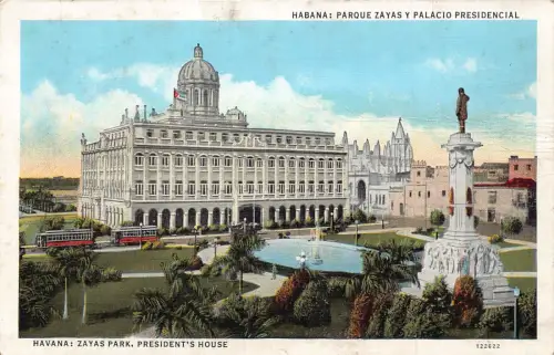 B013 Kuba Havanna Zayas Park Present's House Vintage Postkarte