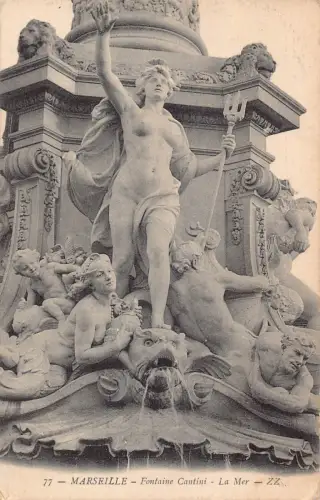 C094 Frankreich Marseille Fontaine Cantini La Mervintage Postkarte
