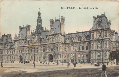C100 Frankreich Paris L'Hotel de Ville 1908 Vintage Postkarte