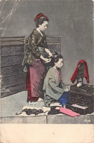 B025 Japan 1904 Geisha Flechten Mädchen Haar Kimono Ethno Einheimische Postkarte