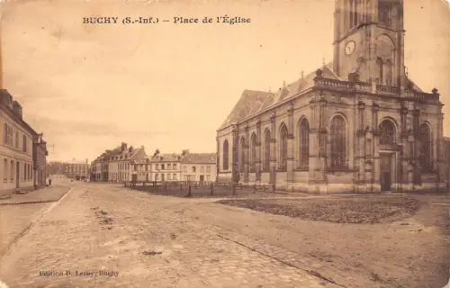 C099 Frankreich Buchy Place de l'Eglise Vintage Postkarte