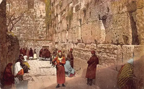 B023 Israel Jerusalem Der Ort der weinenden Ureinwohner Vintage Postkarte