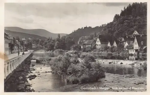 B022 Deutschland 1934 Gernsbach im Murgtal Schloss Eberstein RPPC Vintage Postkarte