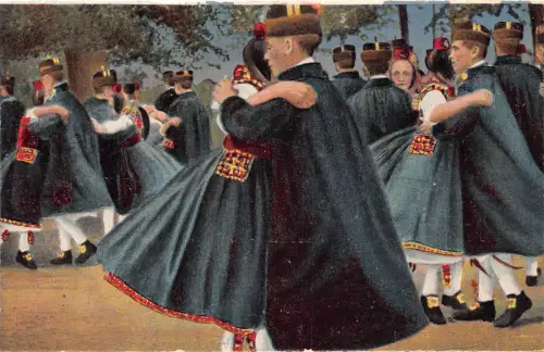 B011 Deutschland Hessische Tracht Schwaelmer beim Tans Tanz Volksethno Postkarte