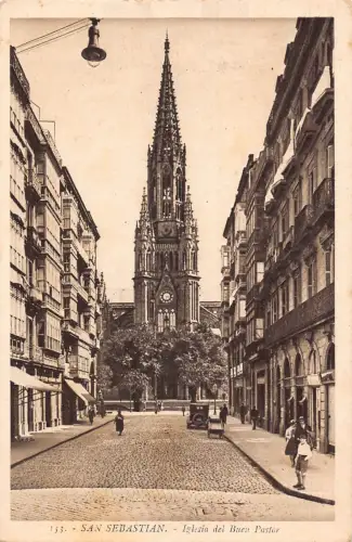 B016 Spanien San Sebastian Iglesia de Buen Pastor Kirche Vintage Postkarte