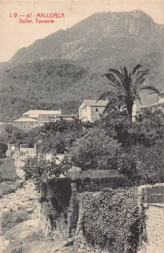 B017 Spanien Mallorca Soller Torrente Ansicht Vintage Postkarte