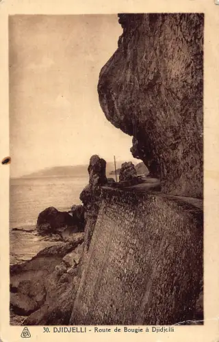 B016 Algerien Djidjelli Route de Bougie a Djidjoili Cliff Vintage Postkarte