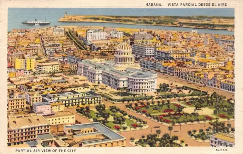 B013 Kuba Havanna Vista Parcial desde el Aire Luftaufnahme Vintage Postkarte