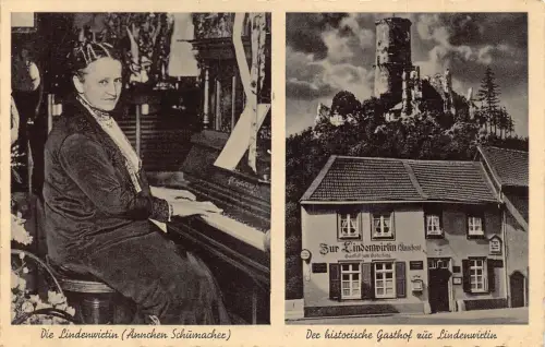 B012 Deutschland Historisches Gasthaus Lindenwirtin Aennchen Schumacher Klavier Postkarte