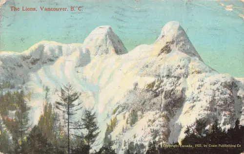 B020 Kanada 1922 The Lions Mountain Peak Vancouver BC Postkarte