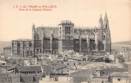 B017 Spanien Palma de Mallorca Vista de la Catedral Kathedrale Vintage Postkarte