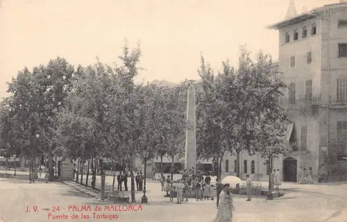 B017 Spanien Palma de Mallorca Fuente de la Tortugas Vintage Postkarte