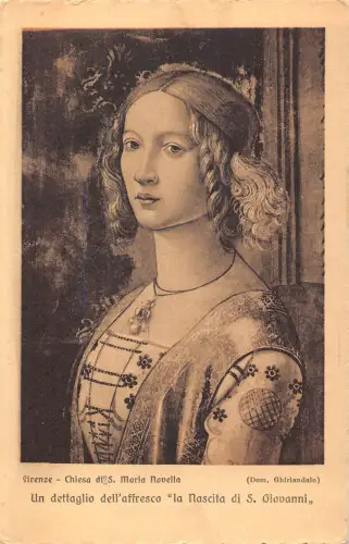B025 Art Firenze Chiesa S Maria Dettaglio Nascita di S Giovanni Frau Postkarte