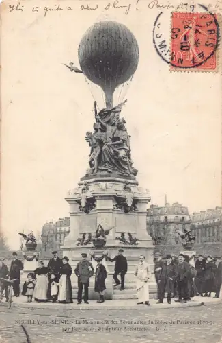 C096 Frankreich Neuilly sur Seine Le Monument des Aeronautes 1906 alte Postkarte