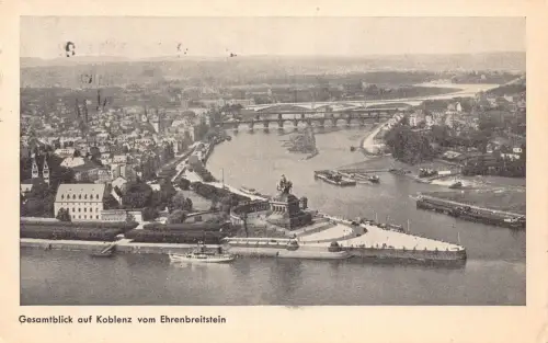 B022 Deutschland 1934 Gesamtblick auf Koblenz vom Ehrenbreitstein alte Postkarte