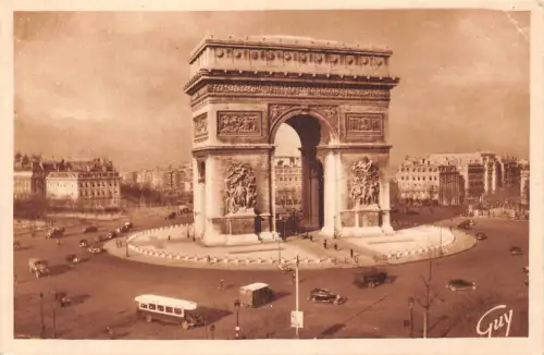 C092 Frankreich Paris Place et Arc de Triomphe de l'Etoile Vintage Postkarte