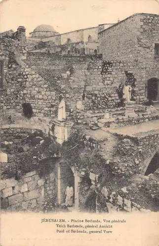 B023 Israel Jerusalem Pool von Bethesda Gesamtansicht Vintage Postkarte