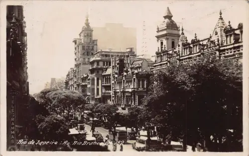 B013 Brasilien Rio de Janeiro Avenida Rio Branco Autos Telegrammas RPPC Postkarte